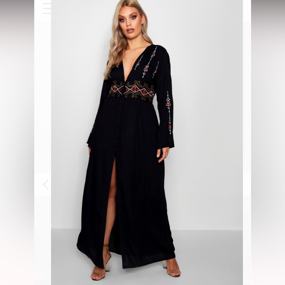 PLUS EMBROIDERED PLUNGE MAXI DRESS-brand new, size 24